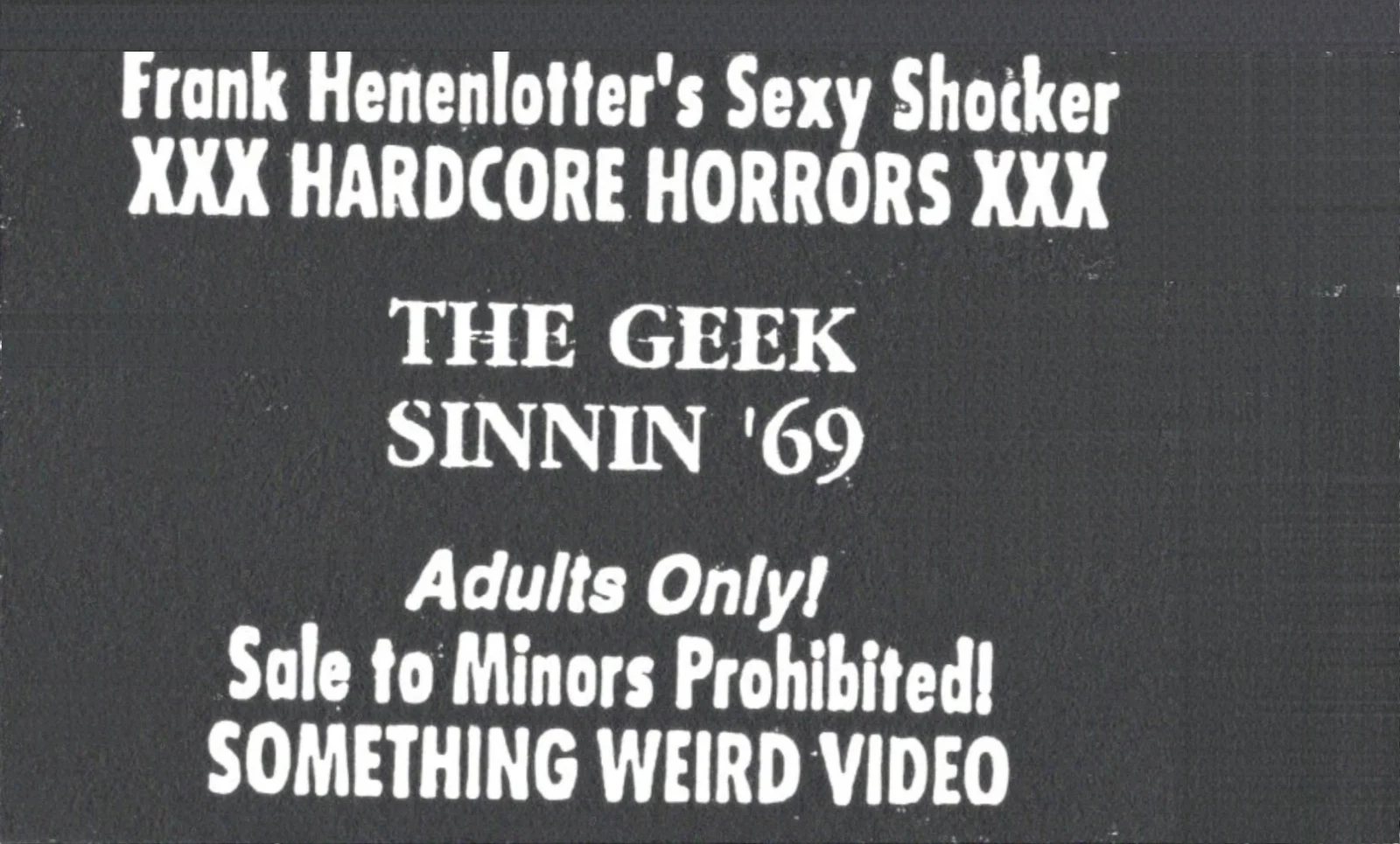 Hardcore Horrors VHS front label scan