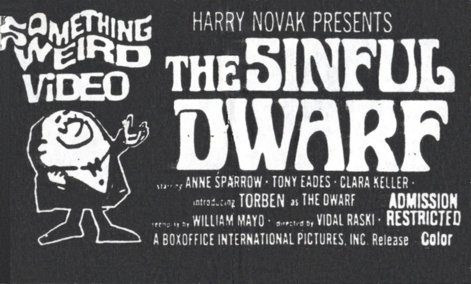 The Sinful Dwarf VHS front label scan