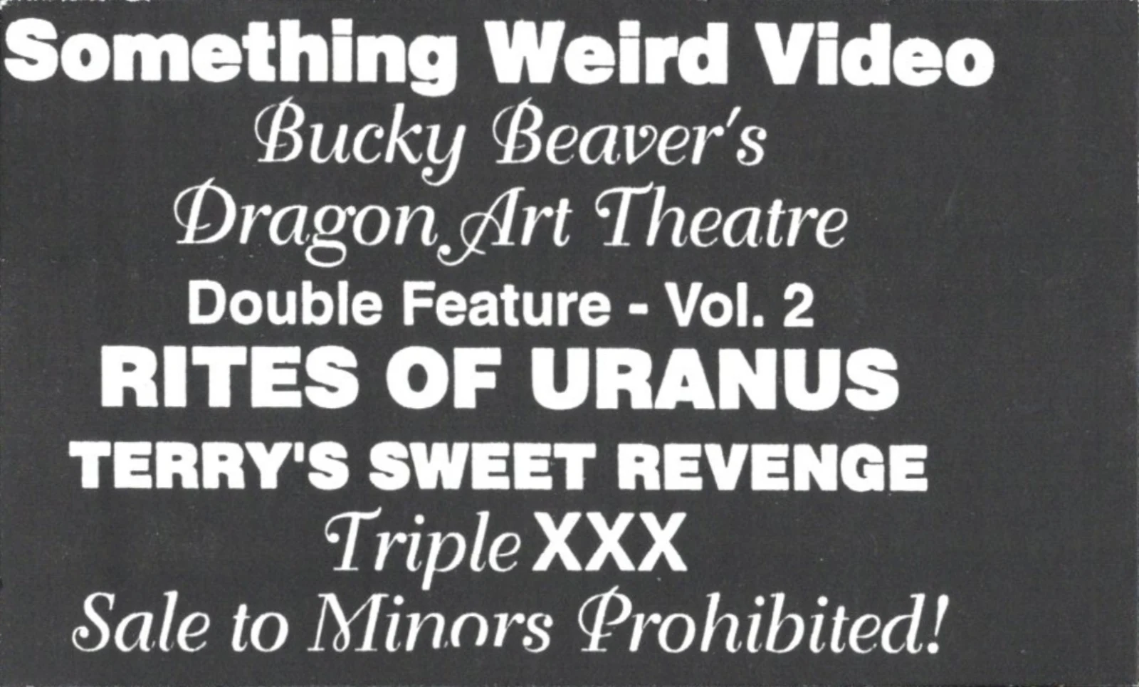 Dragon Art Theatre VHS front label scan